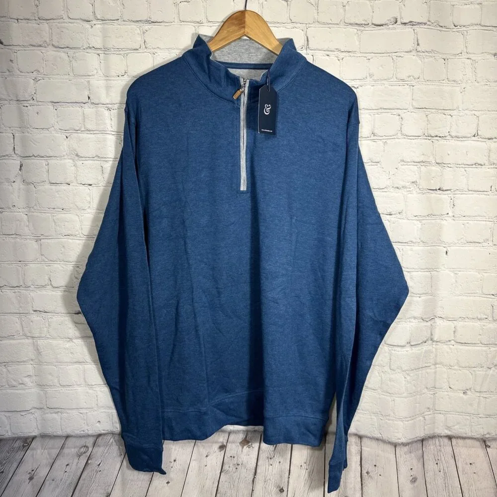Collars & Co Quarter 1/4‎ Zip Sweater Blue Long Sleeve Preppy Golf  Cloud New